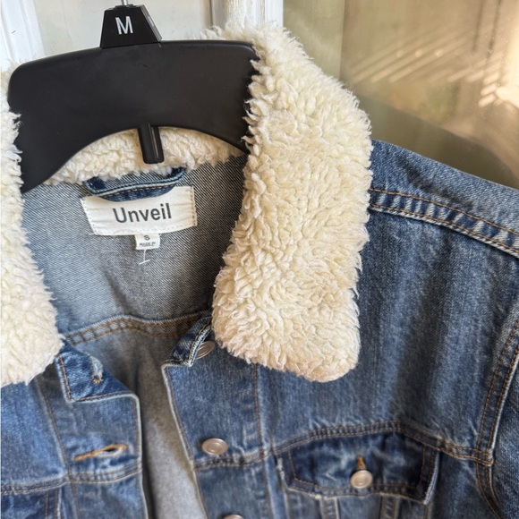 Unveil Blue Denim Jacket with Sherpa Collar - Picture 2 of 3